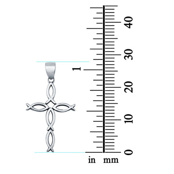Christian Fish Cross Pendant Charm 925 Sterling Silver